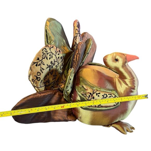 Large Stuffed Fabric Tom Turkey Thanksgiving Decor Satin Centerpiece‎ Plush 18" - Picture 10 of 13